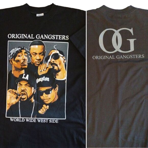 Y2K SHAKA Wear Black OG Original Gangsters Hip Hop Print Tee Men's 2XL - Picture 4 of 10